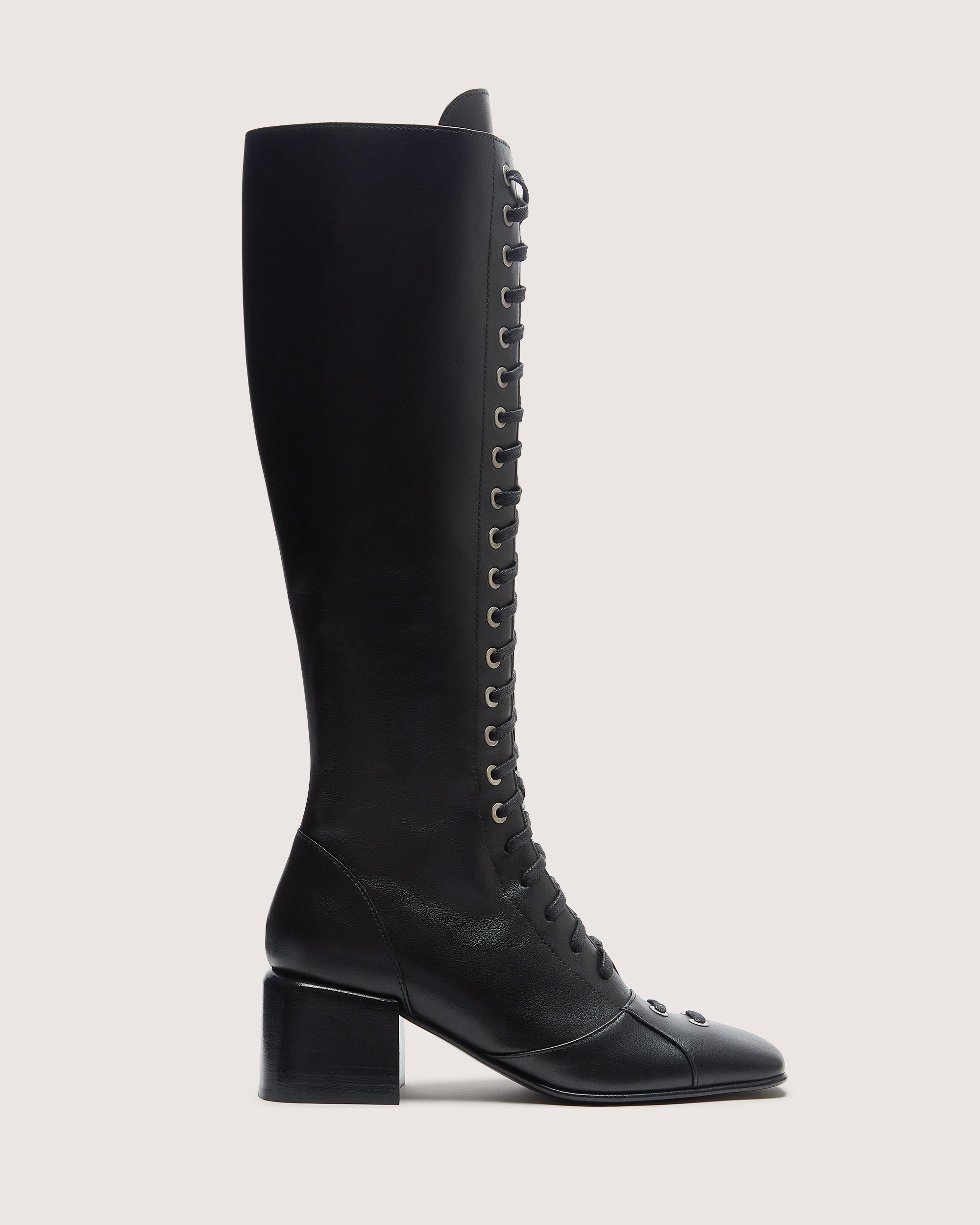 Black Leather Knee High Boots​ - Lili Curia