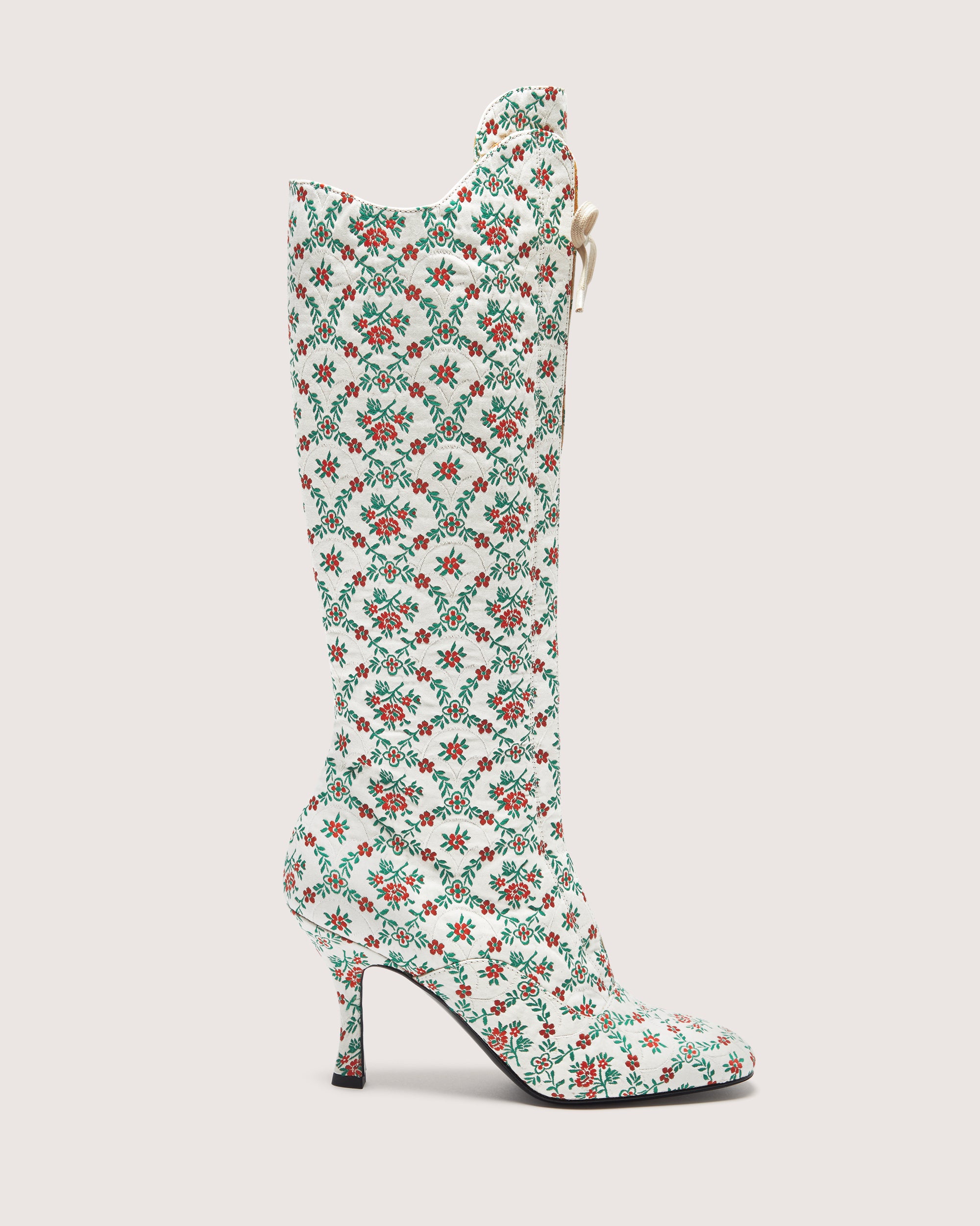 itoya イギリス社木彫り かわいい水玉模様長靴 Spotty Boots Floral Knee High Boots - Lili Curia